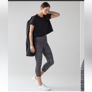 Lululemon Wunder Under Crop (Hi-Rise) Point Ice Grey Black Size 12